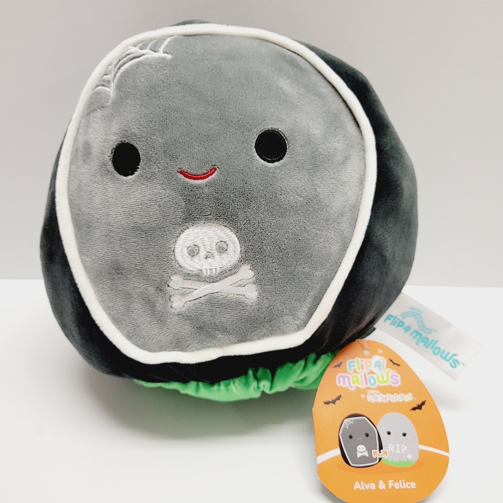 Squishmallow Alva and Felice the RIP Tombstone Halloween Flip- A-Mallow NWT